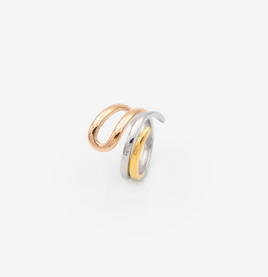 Gioyes Ring „Metallic Trio“, Rosévergoldet & 18k vergoldet Damen