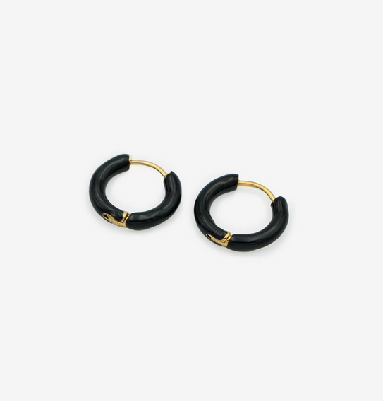 Gioyes 18k vergoldete Ohrringe „Black Circle“ Damen