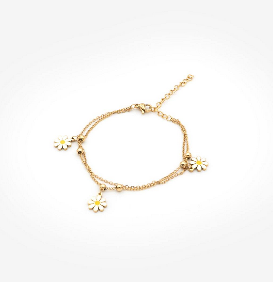 Gioyes 18k vergoldetes Armband „White Daisies“ Damen